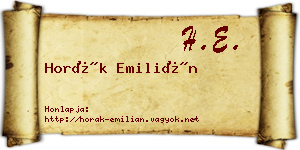Horák Emilián névjegykártya